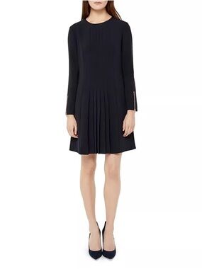 Ted Baker Caara Pleat Detail Dress Navy Size 2